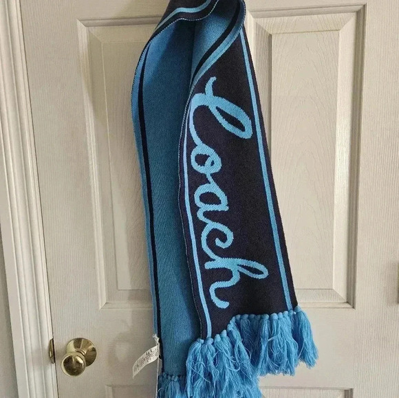 NWT Coach varsity knit fringe trim scarf - Picture 1 of 5